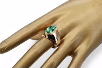 Vintažiniai amatai Žiedas Smeraldai Originalus 14k rožinio aukso vintage vrc077r